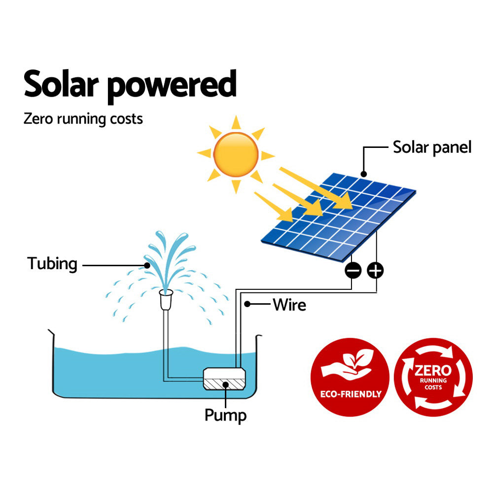 Gardeon Solar Pond Pump Water Fountain Outdoor Powered Submersible Filter 4FT | Auzzi Store