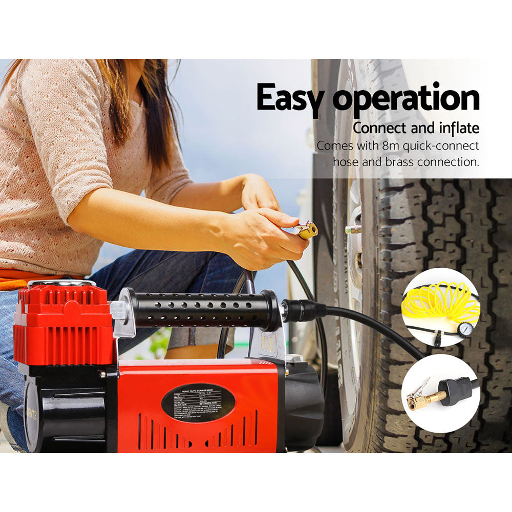 Giantz 12V Portable Air Compressor - Red | Auzzi Store