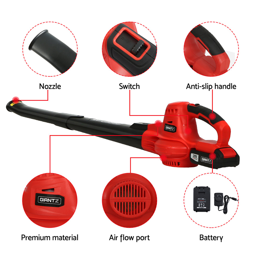 Giantz 20V Cordless Leaf Blower Garden Lithium Electric Battery Nozzles 2-Speed | Auzzi Store