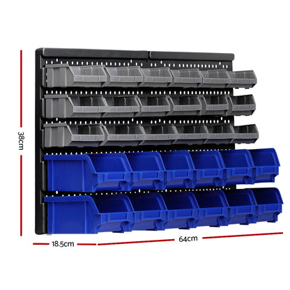 Giantz 30 Bin Wall Mounted Rack Storage Organiser | Auzzi Store