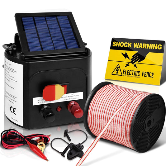 Giantz 3km Solar Electric Fence Energiser Charger with 400M Tape and 25pcs Insulators | Auzzi Store