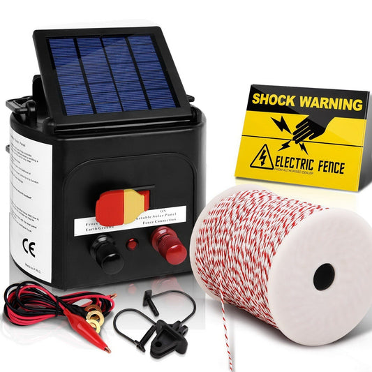 Giantz 3km Solar Electric Fence Energiser Charger with 500M Tape and 25pcs Insulators | Auzzi Store