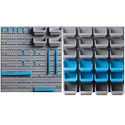 Giantz 44 Storage Bin Rack Wall Mounted Peg Board - Auzzistore