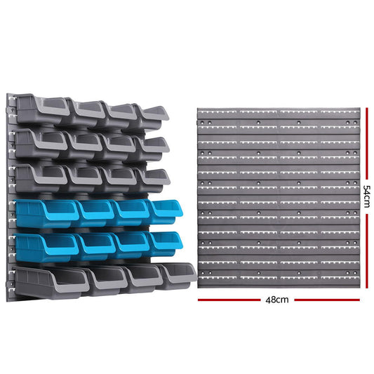 Giantz 44 Storage Bin Rack Wall Mounted Peg Board – view 2
