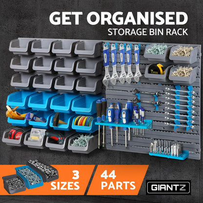 Giantz 44 Bin Wall Mounted Rack Storage Organiser | Auzzi Store