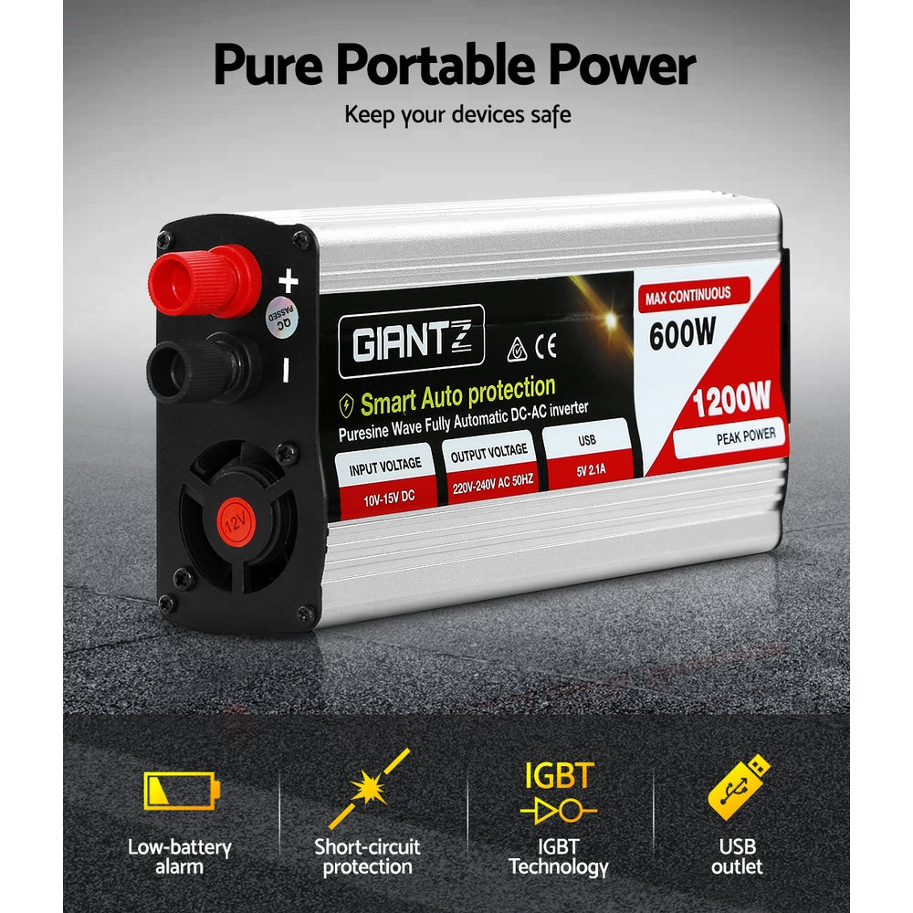 Giantz 600W Puresine Wave DC-AC Power Inverter | Auzzi Store