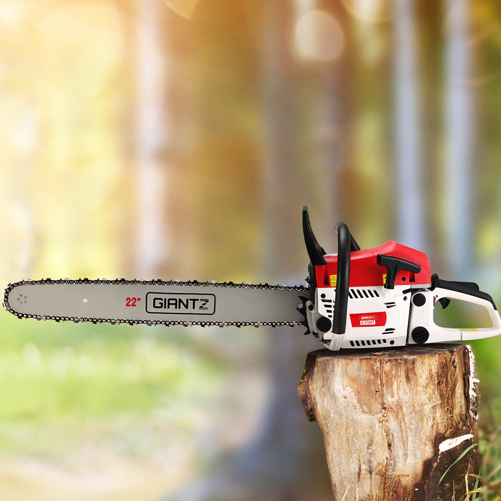 Giantz 62cc Petrol Commercial Chainsaw 22" Bar E-Start Tree Chain Saw 5.2HP | Auzzi Store