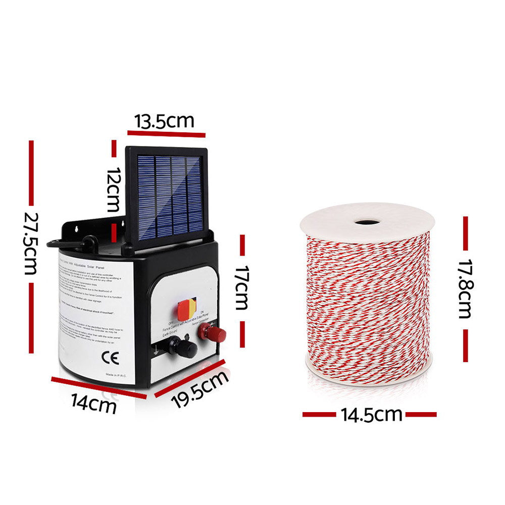 Giantz 8km Solar Electric Fence Energiser Charger with 500M Tape and 25pcs Insulators | Auzzi Store