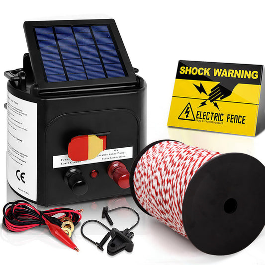 Giantz Electric Fence Energiser 3km Solar Powered Energizer Charger + 500m Tape | Auzzi Store