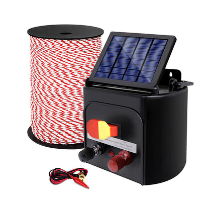 Giantz Electric Fence Energiser 5km Solar Powered Charger + 500m Rope | Auzzi Store