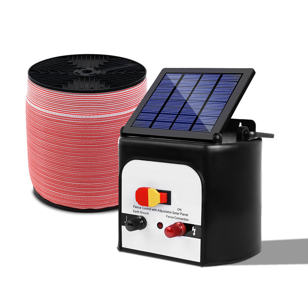 Giantz Electric Fence Energiser 8km Solar Powered Energizer Charger + 1200m Tape | Auzzi Store