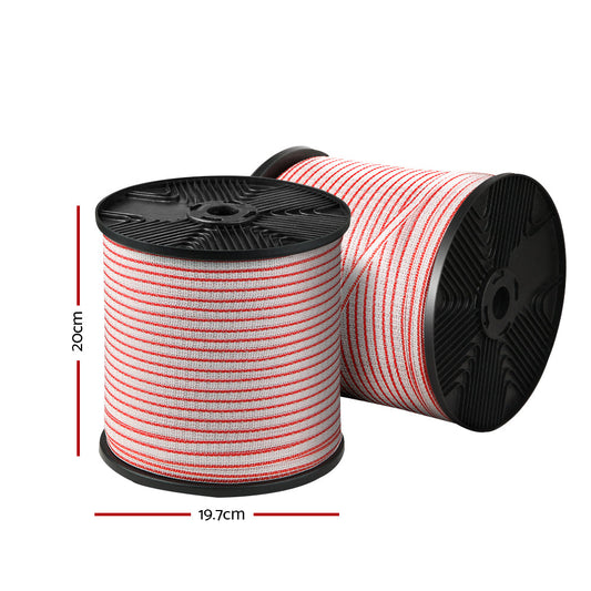 Giantz Electric Fence Wire 400M Tape Fencing Roll Energiser Poly Stainless Steel | Auzzi Store
