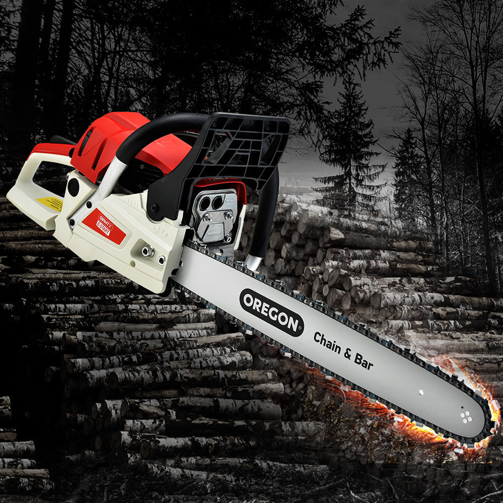 Giantz Petrol Chainsaw Commercial 52cc E-Start 20 Oregon Bar Pruning Chain Saw | Auzzi Store