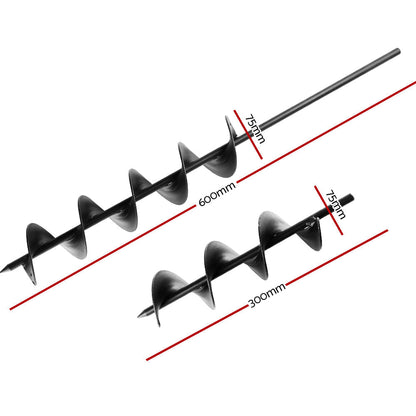 Giantz Power Garden Spiral Auger Hole Digger Earth Drill Bit Φ75x300 & 600mm | Auzzi Store