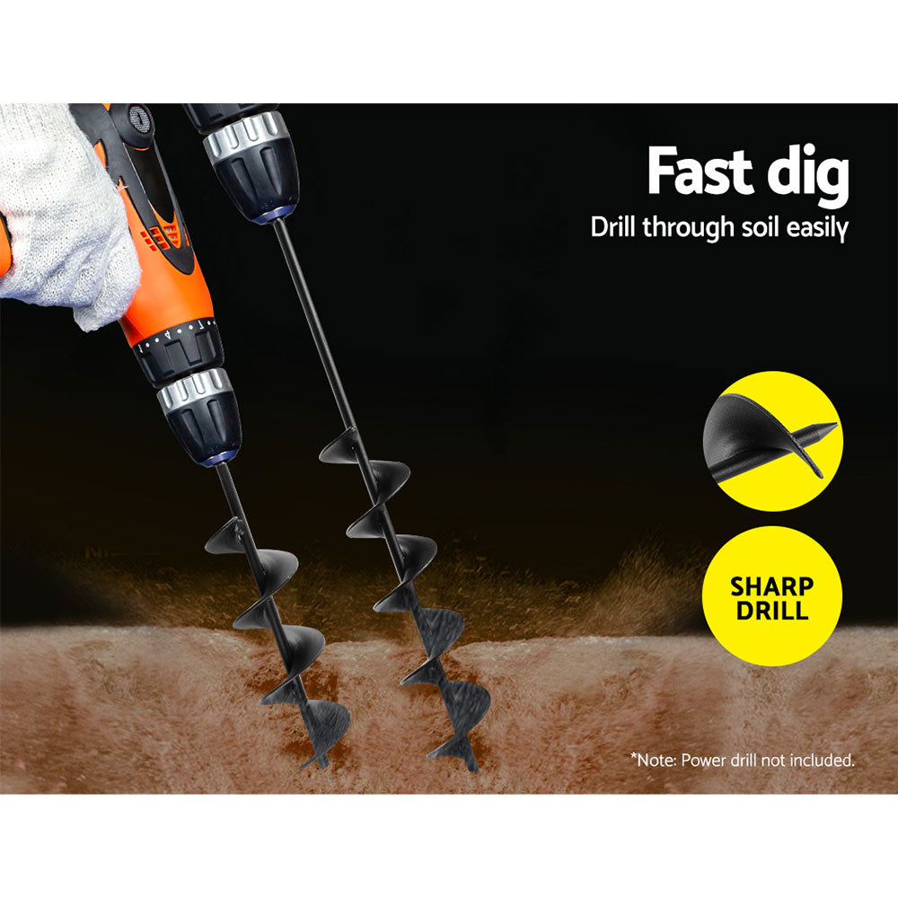 Giantz Power Garden Spiral Auger Hole Digger Earth Drill Bit Φ75x300 & 600mm | Auzzi Store