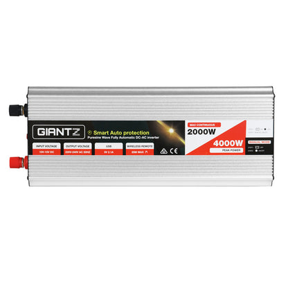 Giantz Power Inverter 2000W or 4000W Pure Sine Wave 12V-240V Camping Boat Caravan | Auzzi Store