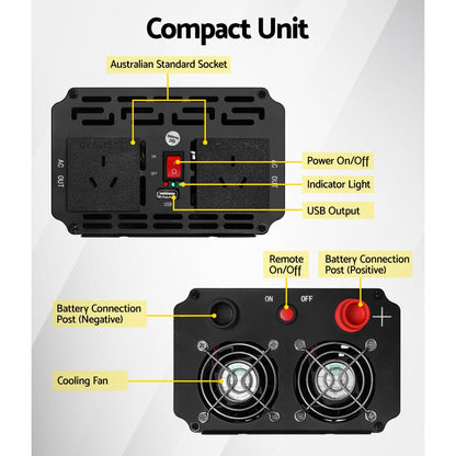 Giantz Power Inverter 2000W or 4000W Pure Sine Wave 12V-240V Camping Boat Caravan | Auzzi Store