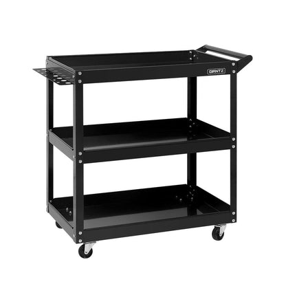 Giantz Tool Cart 3 Tier Parts Steel Trolley Mechanic Storage Organizer Black | Auzzi Store