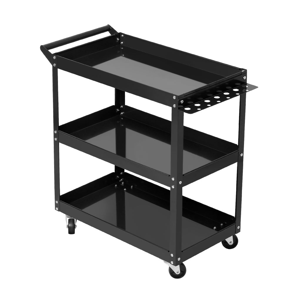 Giantz Tool Cart 3 Tier Parts Steel Trolley Mechanic Storage Organizer Black | Auzzi Store