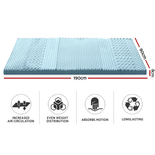 Giselle Bedding Cool Gel 7-zone Memory Foam Mattress Topper w/Bamboo Cover 8cm - Single | Auzzi Store