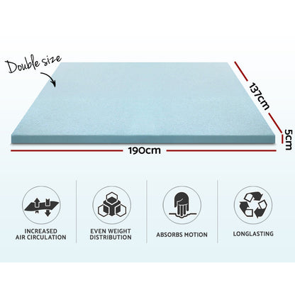 Giselle Bedding Cool Gel Memory Foam Mattress Topper w/Bamboo Cover 5cm - Double | Auzzi Store