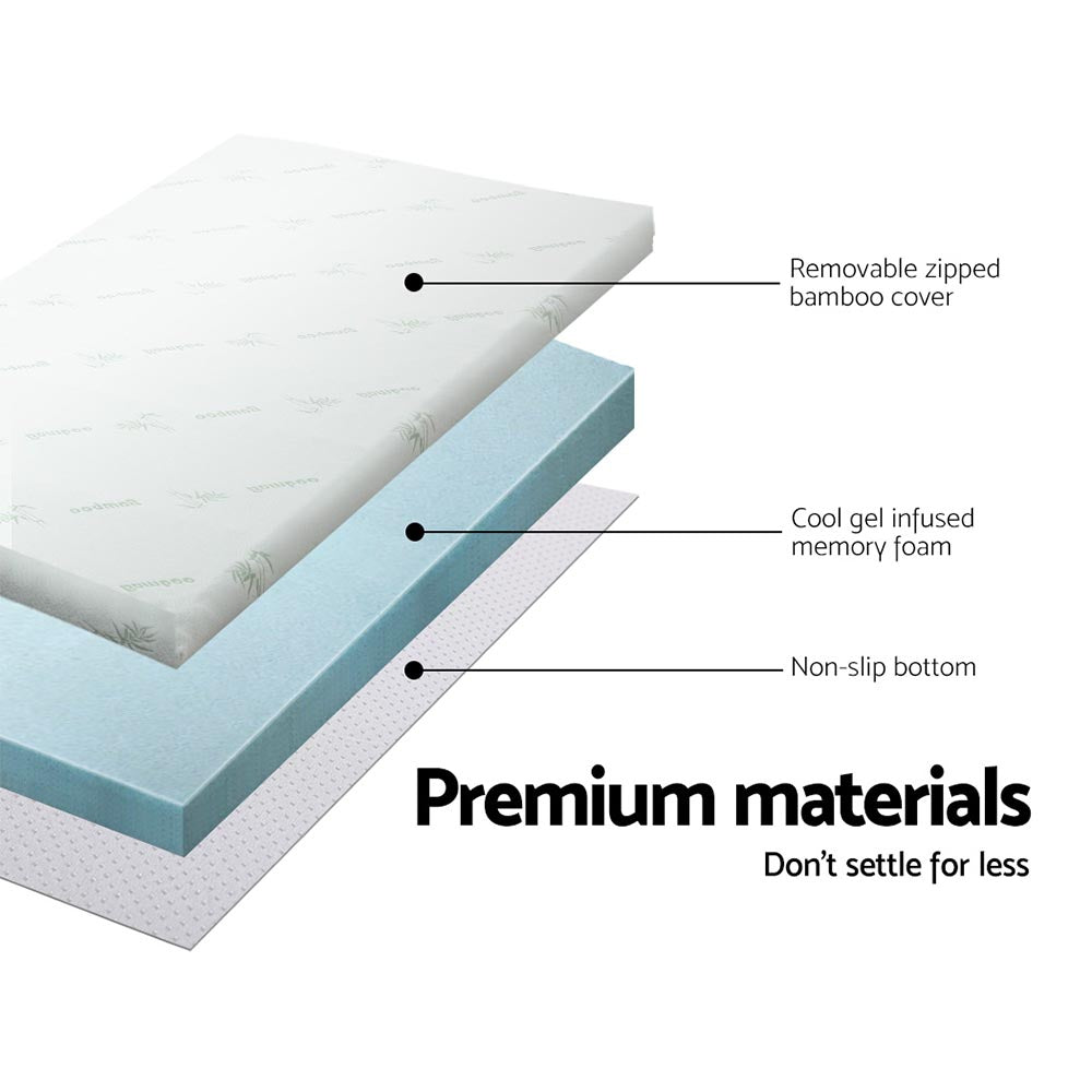 Giselle Bedding Cool Gel Memory Foam Mattress Topper w/Bamboo Cover 5cm - Double | Auzzi Store