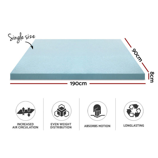 Giselle Bedding Cool Gel Memory Foam Mattress Topper w/Bamboo Cover 8cm - Single | Auzzi Store