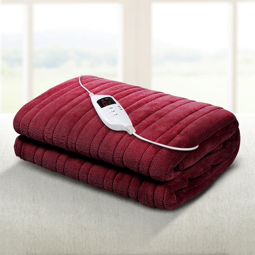 Giselle Bedding Electric Throw Blanket - Burgundy | Auzzi Store