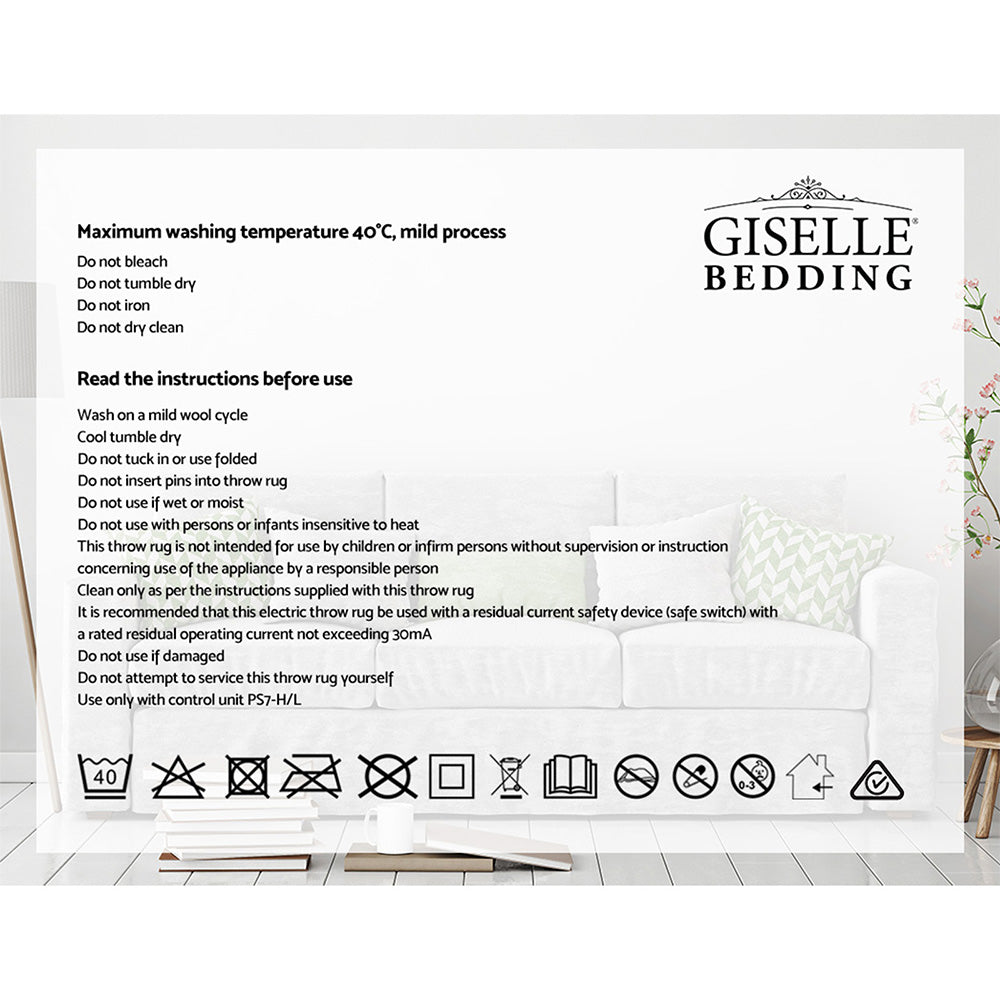 Giselle Bedding Electric Throw Rug Flannel Snuggle Blanket Washable Heated Grey and White Checkered | Auzzi Store