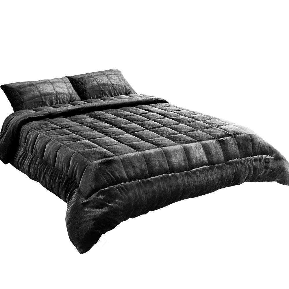 Giselle Bedding Faux Mink Quilt Double Size Charcoal | Auzzi Store