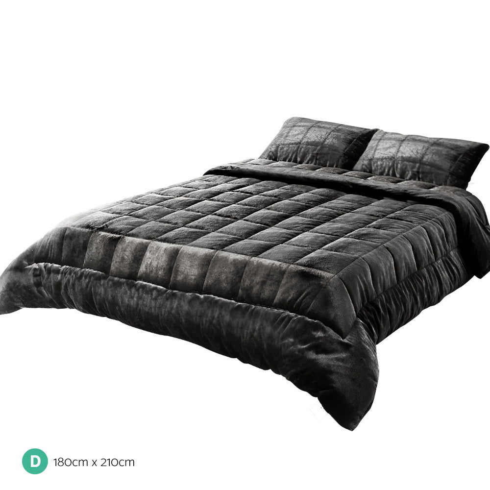 Giselle Bedding Faux Mink Quilt Double Size Charcoal | Auzzi Store