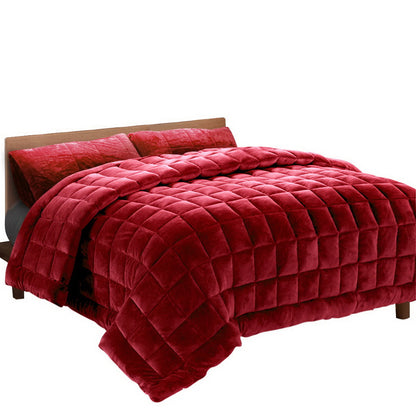 Giselle Bedding Faux Mink Quilt King Size Burgundy | Auzzi Store