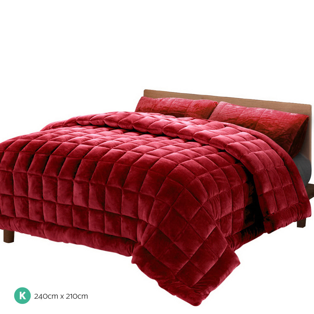 Giselle Bedding Faux Mink Quilt King Size Burgundy | Auzzi Store