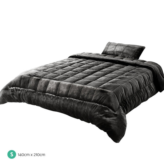 Giselle Bedding Faux Mink Quilt Single Size Charcoal | Auzzi Store
