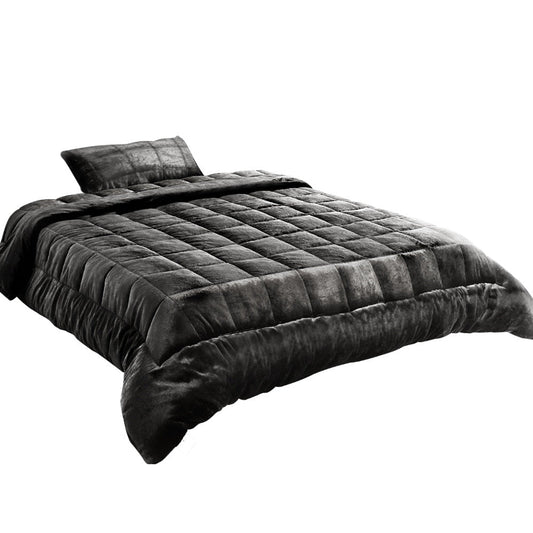 Giselle Bedding Faux Mink Quilt Single Size Charcoal | Auzzi Store