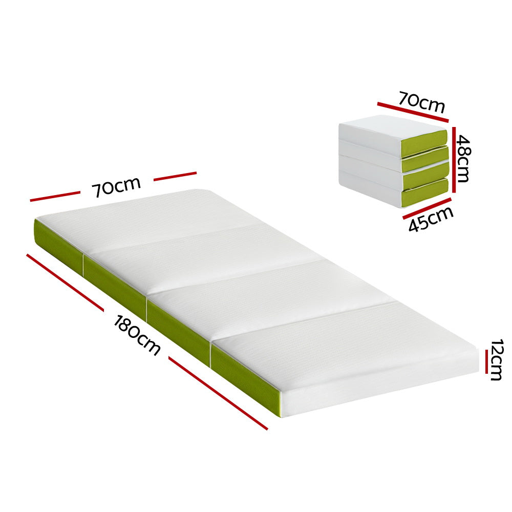 Giselle Bedding Foldable Mattress 4-FOLD Folding Bed Mat Camping Single Green | Auzzi Store