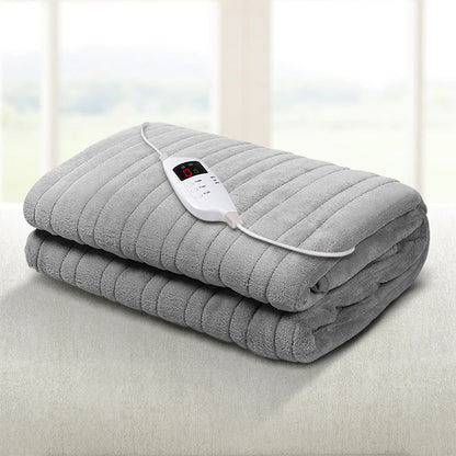 Giselle Bedding Heated Electric Throw Rug Fleece Sunggle Blanket Washable Silver | Auzzi Store