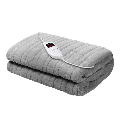 Giselle Bedding Heated Electric Throw Rug Fleece Sunggle Blanket Washable Silver | Auzzi Store