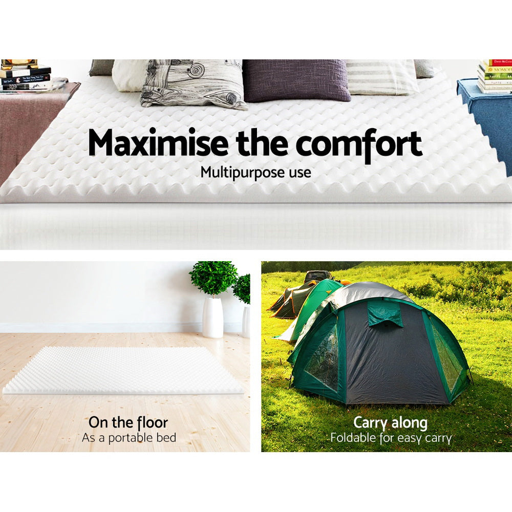 Giselle Bedding Mattress Topper Egg Crate Foam Toppers Bed Protector Underlay Q | Auzzi Store