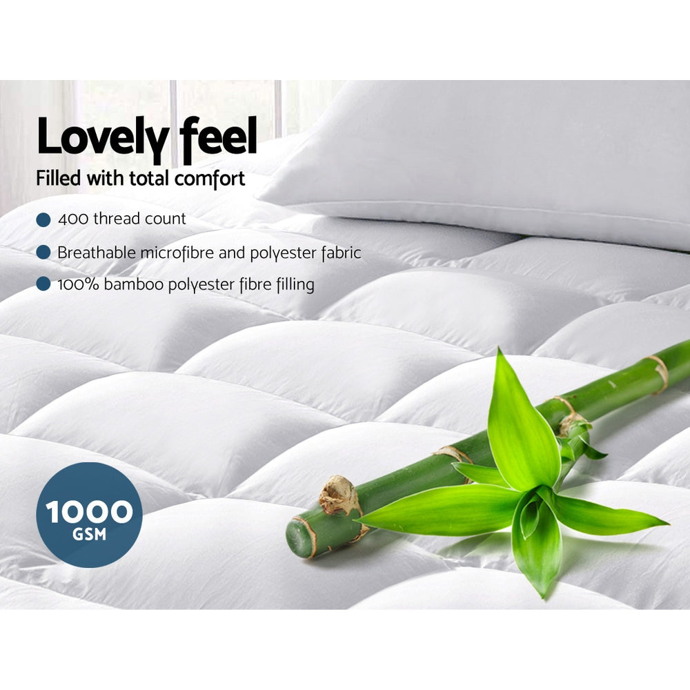 Giselle Double Mattress Topper Bamboo Fibre Pillowtop Protector | Auzzi Store