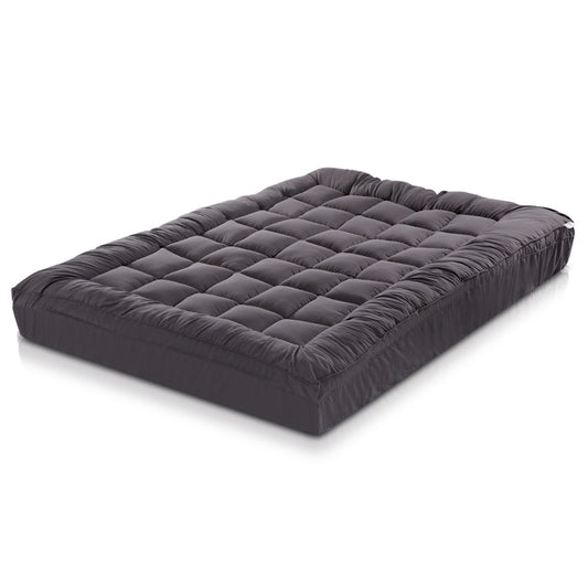 Giselle Double Mattress Topper Pillowtop 1000GSM Charcoal Microfibre Bamboo Fibre Filling Protector | Auzzi Store
