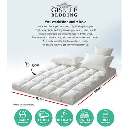 Giselle Double Mattress Topper Pillowtop 1000GSM Microfibre Filling Protector | Auzzi Store