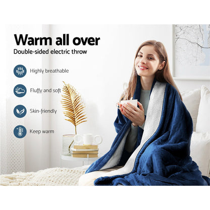 Giselle Electric Throw Rug Heated Blanket Washable Snuggle Flannel Winter Green | Auzzi Store