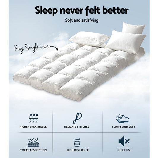 Giselle King Single Mattress Topper Bamboo Fibre Pillowtop Protector | Auzzi Store