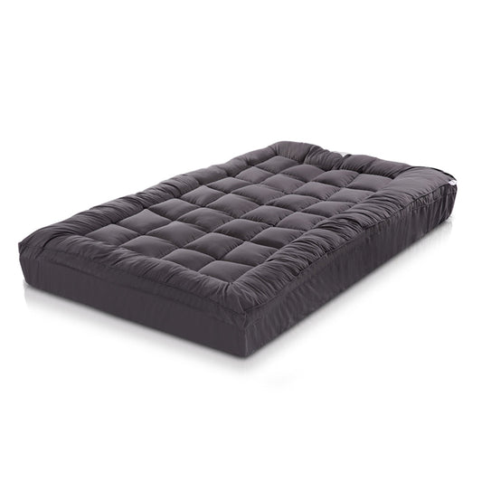 Giselle Single Mattress Topper Pillowtop 1000GSM Charcoal Microfibre Bamboo Fibre Filling Protector | Auzzi Store