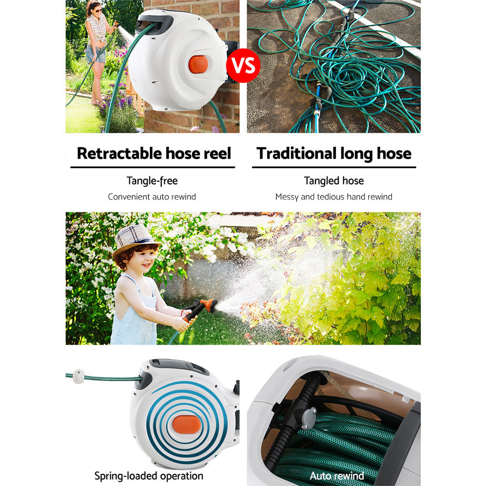 Greenfingers 10M Retractable Water Hose Reel Garden Spray Gun Storage AutoRewind | Auzzi Store