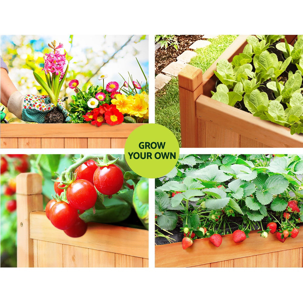 Greenfingers Garden Bed Raised Wooden Planter Outdoor Box Vegetables 90x30x33cm | Auzzi Store