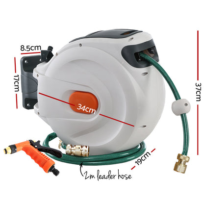 Greenfingers Retractable Hose Reel 20M Garden Water Brass Spray Gun Auto Rewind | Auzzi Store