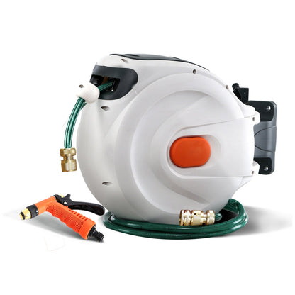 Greenfingers Retractable Hose Reel 20M Garden Water Brass Spray Gun Auto Rewind | Auzzi Store