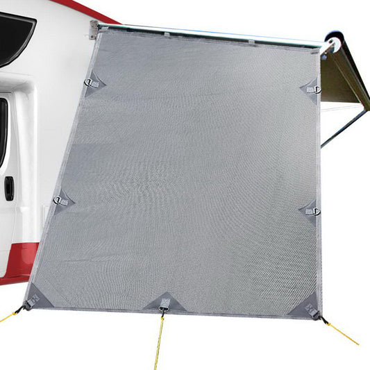 Grey Caravan Privacy Screen 1.95 x 2.2M End Wall Side Sun Shade Roll Out Awning | Auzzi Store